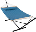 Double Hammock with 12 ft Heavy Duty Steel Stand - Quilted Two-Person