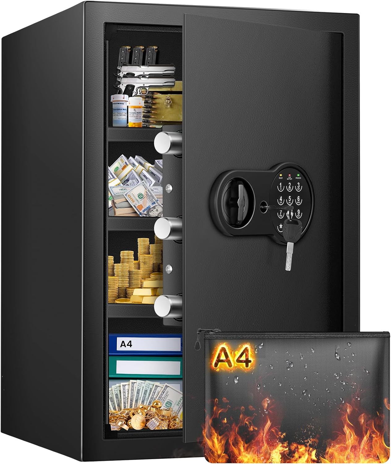 Extra Large Home Safe Box with Fireproof Waterproof Bag
