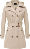 Women Trench Coat Double-Breasted Mid-Length - Water-Repellent