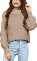 Imily Bela Girls Mock Neck Pullover Sweater - Cozy Knit for School