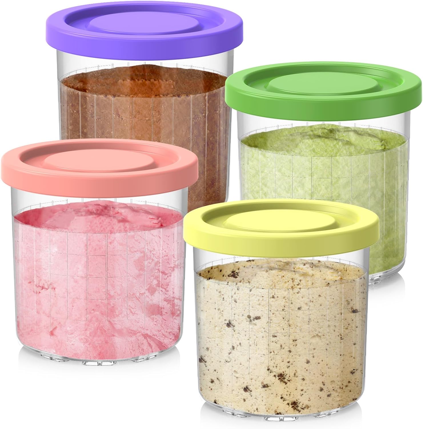 Ninja Creami 16oz Replacement Cups 4-Pack - Airtight & Dishwasher Safe
