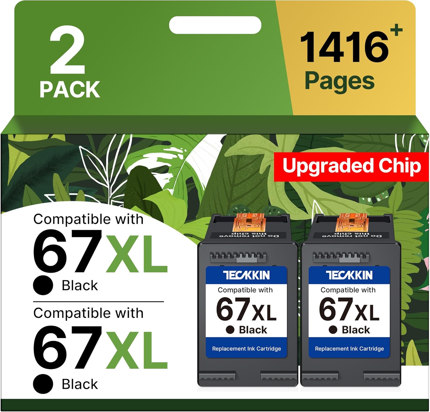 TECKKIN 67XL Black Ink Cartridge Replacement for HP Printers