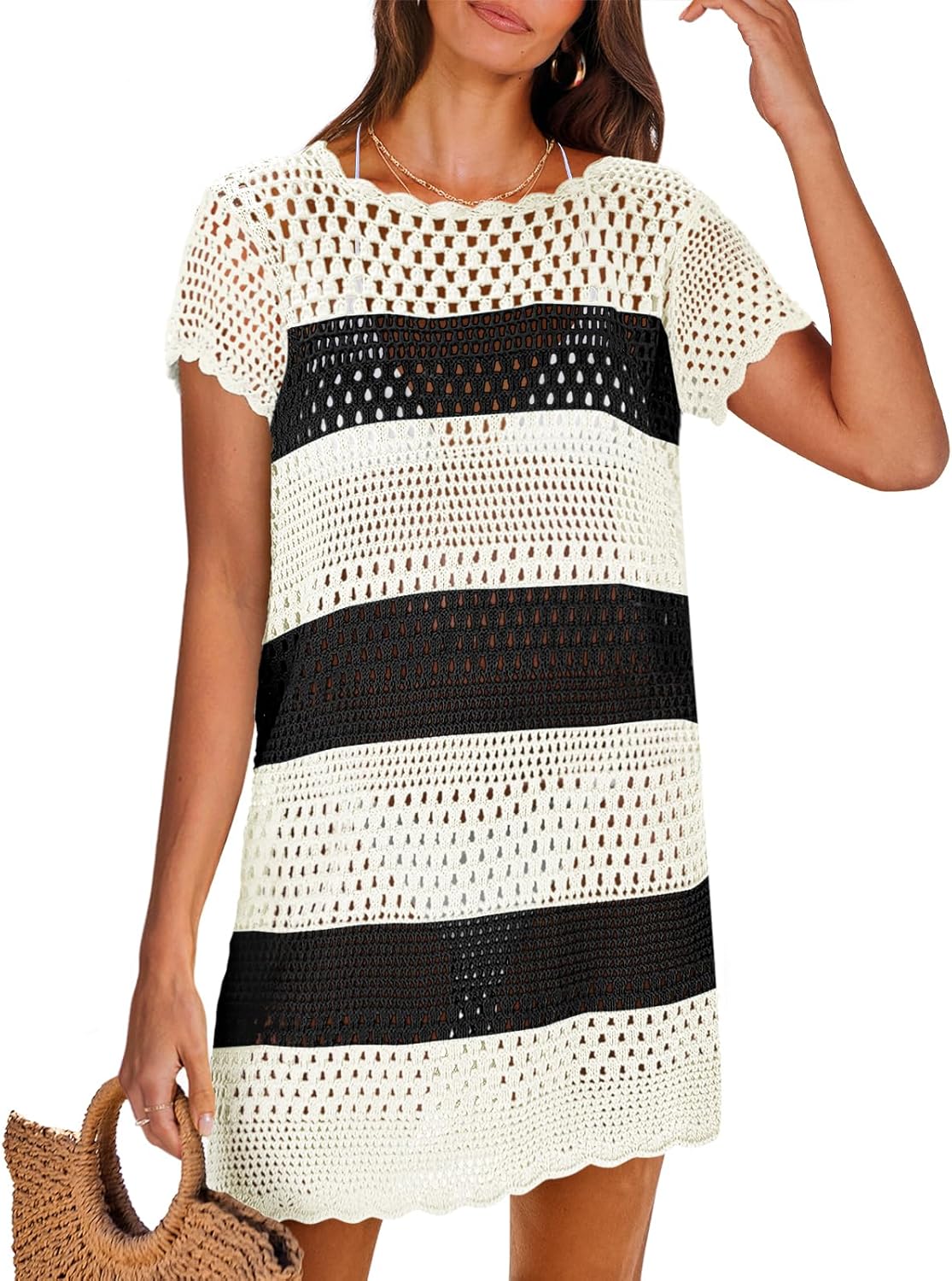 ANRABESS Swimsuit Cover Up for Women - Crochet Beach Dress