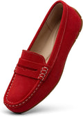 Women's Comfortable Lightweight Suede Penny Loafers - Easy Slip-On