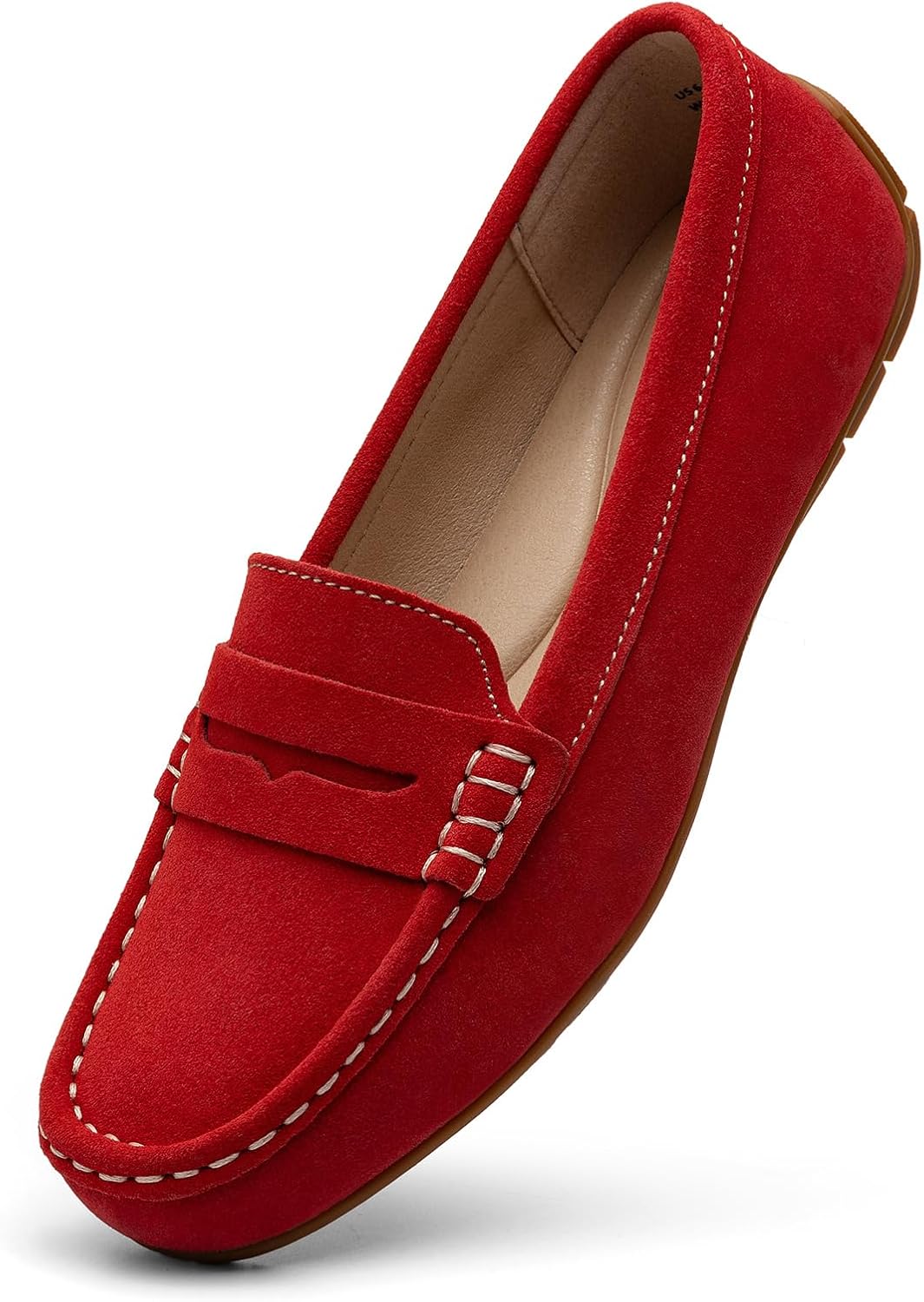 Women's Comfortable Lightweight Suede Leather Penny Loafers Slip-Ons