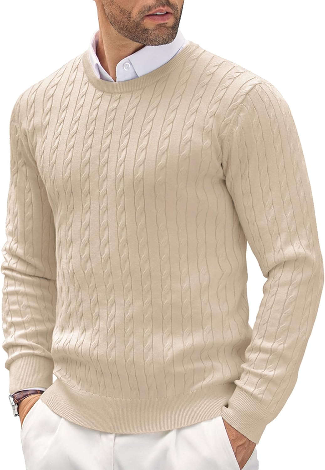 COOFANDY Men's Crewneck Knit Sweater for Stylish Comfort