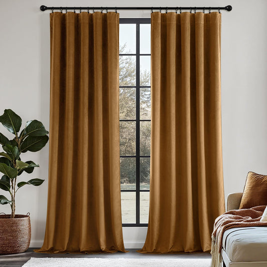 Luxurious Golden Brown Velvet Curtains for Elegant Home Decor
