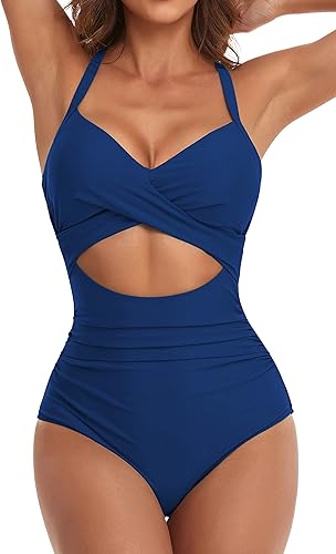 Eomenie Women's One Piece Swimsuits with Tummy Control Design