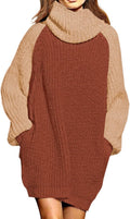 Relaxed Fit Pink Queen Women's Turtleneck Sweater Dress
