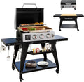 3-Burner Portable Propane Gas Griddle with Lid - 28,000 BTU Outdoor