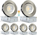 Brushed Nickel 4 Inch Recessed Lights 6 Pack - Adjustable Gimbal