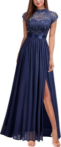 Miusol Women's Elegant Sequin Lace Contrast Chiffon Maxi Dress