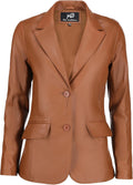 Leather Blazer Women Lambskin 2-Button Classic Blazer - Timeless Fit