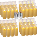 Flickering Flameless Pillar Candles Pack of 48 - Realistic Moving Wick