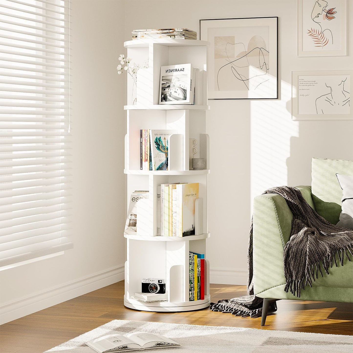 360 Rotating Bookcase for Kids & Adults - Space Saving Design