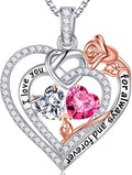 925 Sterling Silver Double Birthstone Necklace for Wife