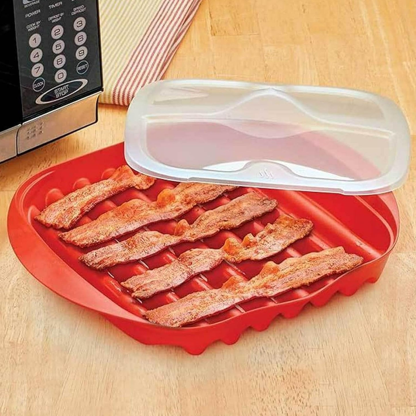 Calidaka Microwave Bacon Tray - Mess-Free Cooking!
