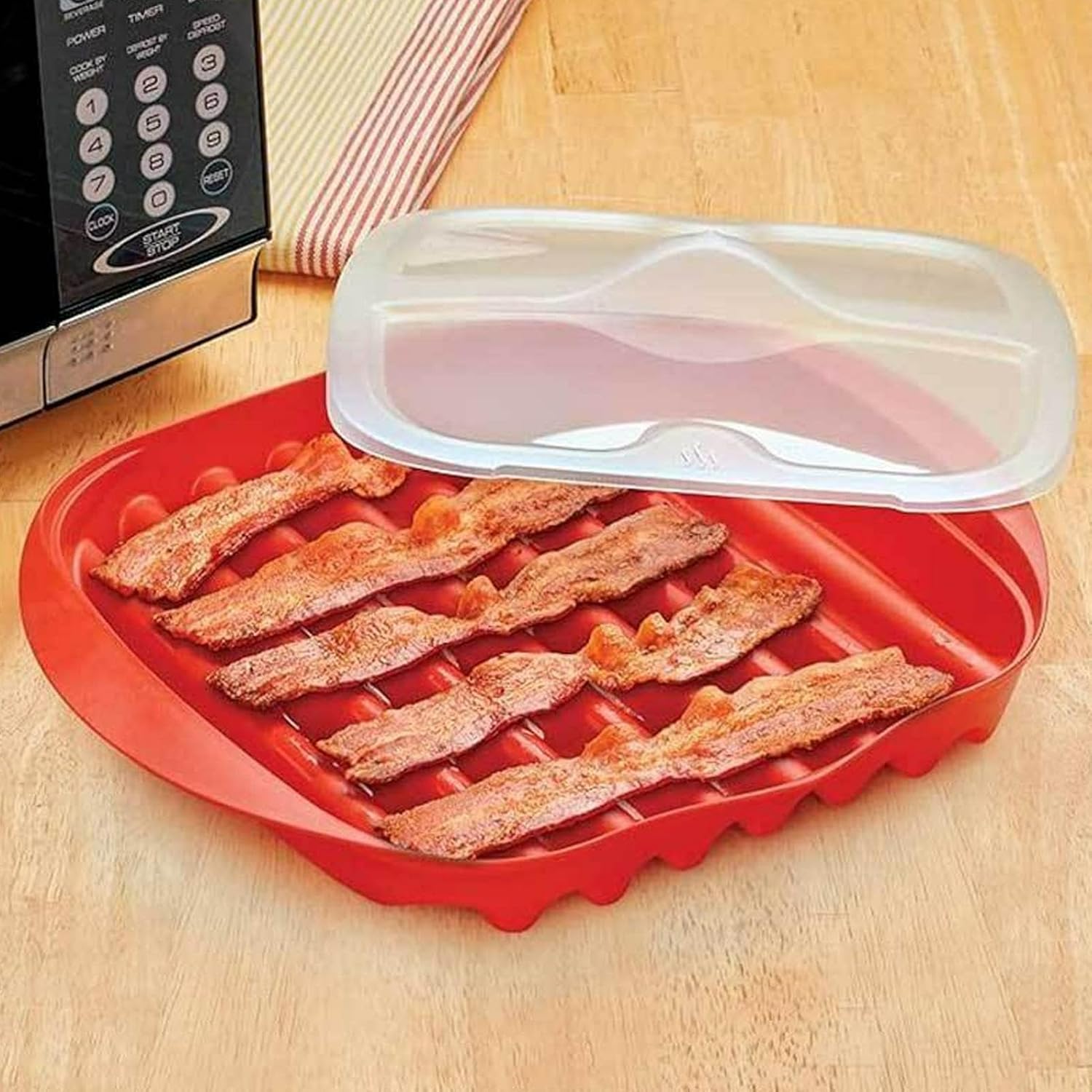 Calidaka Microwave Bacon Tray - Mess-Free Cooking!