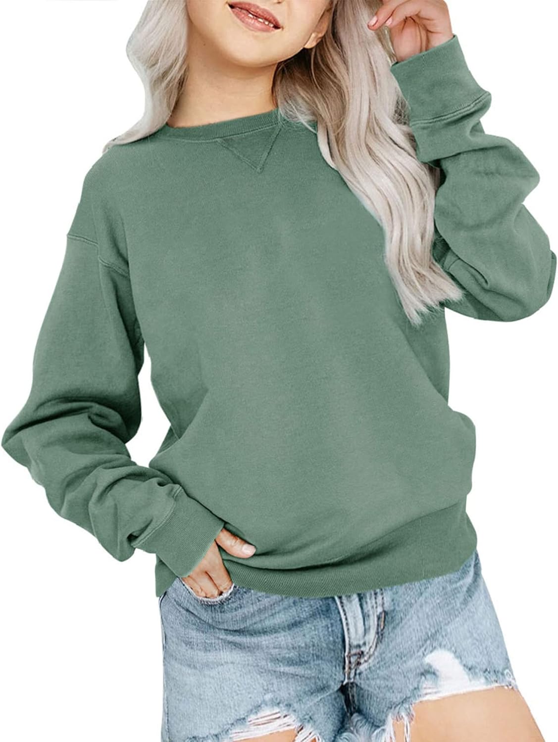 Bingerlily Girls Cozy Crewneck Sweatshirt