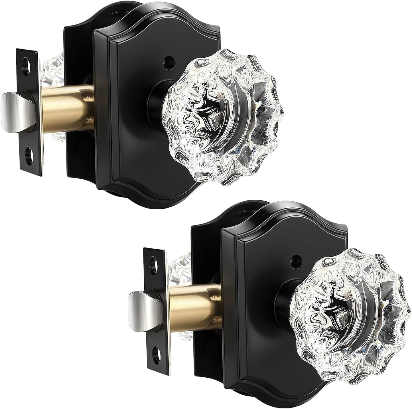 Vintage Privacy Crystal Door Knobs for Bedroom & Bathroom