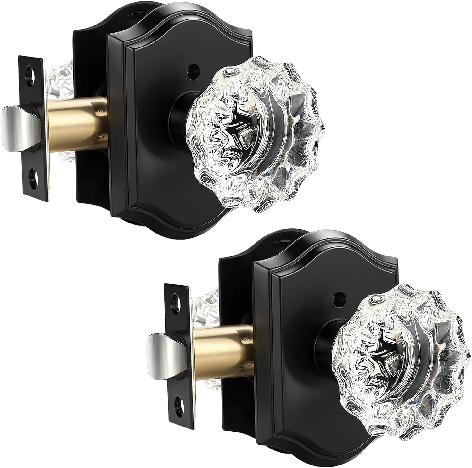 Vintage Privacy Crystal Door Knobs for Bedroom & Bathroom