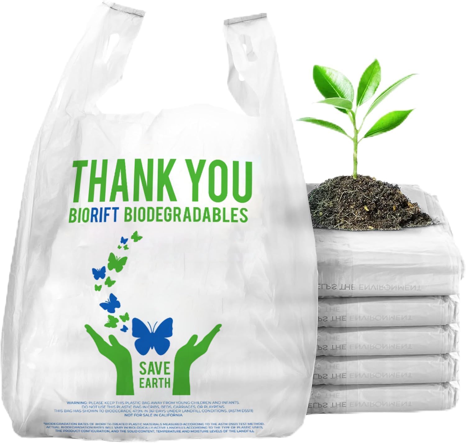 Biodegradable Thank You Bags - Strong, Reusable, Eco-Friendly