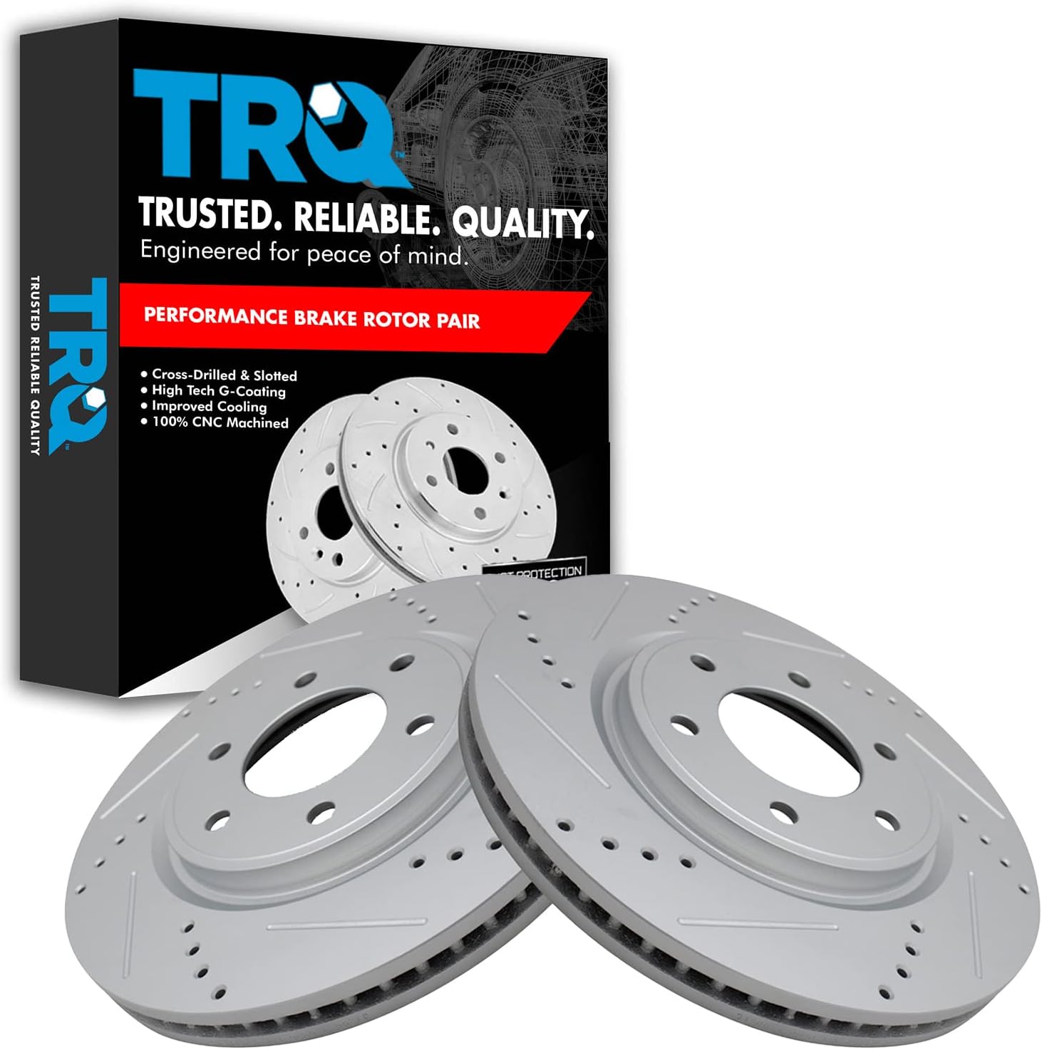 TRQ Front Performance Brake Rotors Set for INFINITI and Nissan