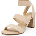 DREAM PAIRS Women's Open Toe High Chunky Elastic Strap Dress Heel