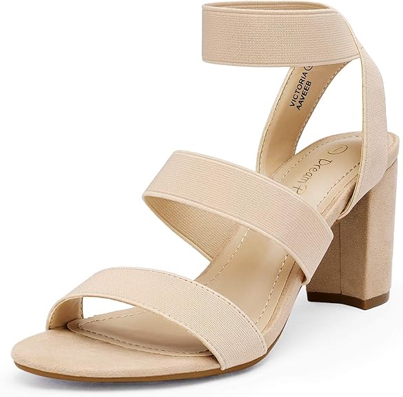 DREAM PAIRS Women's Open Toe High Chunky Elastic Strap Sandals