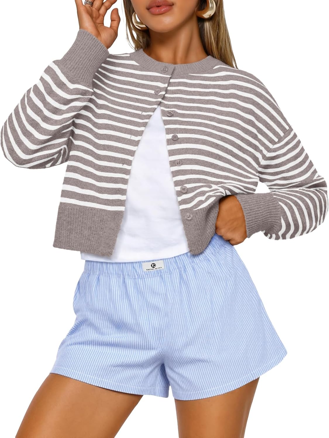 Trendy Queen Cropped Cardigan Sweaters for Women Fashion 2025