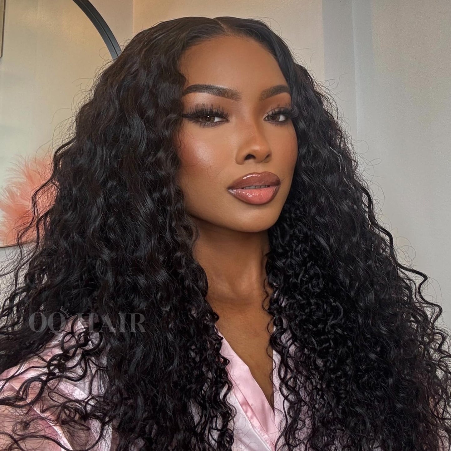 OQ Hair V Part Wig Human Hair Water Wave 22 Inch Upgrade Style