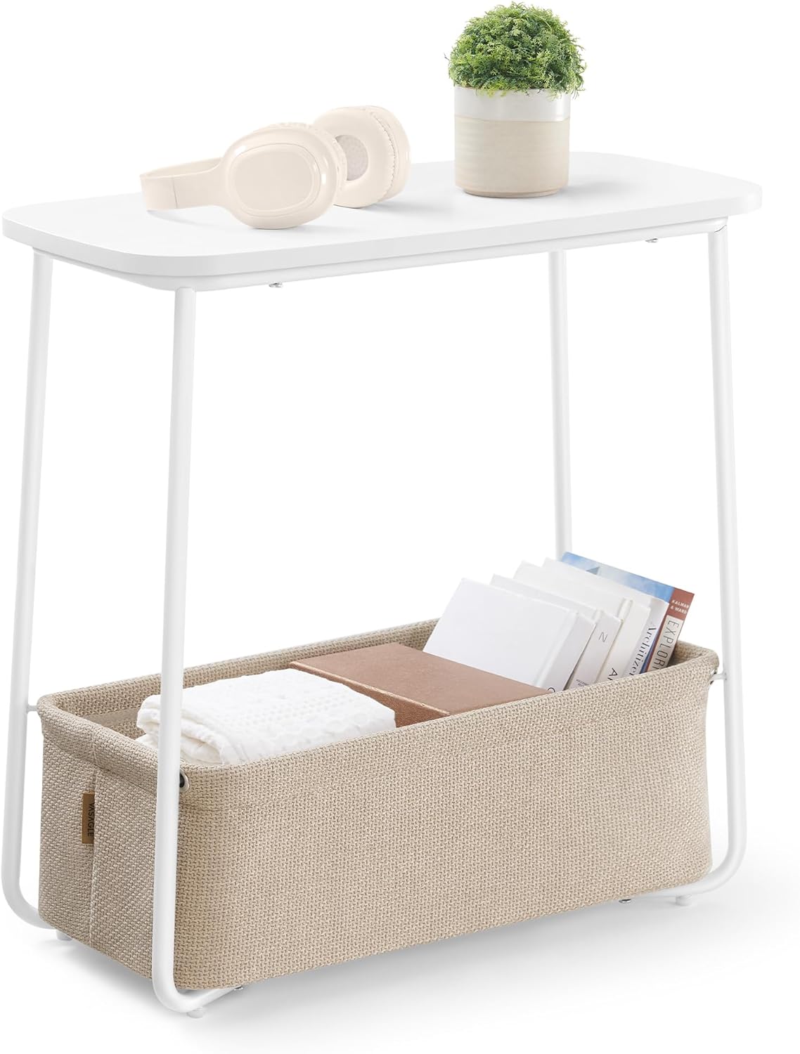 VASAGLE LILEA Collection Side End Table with Fabric Basket
