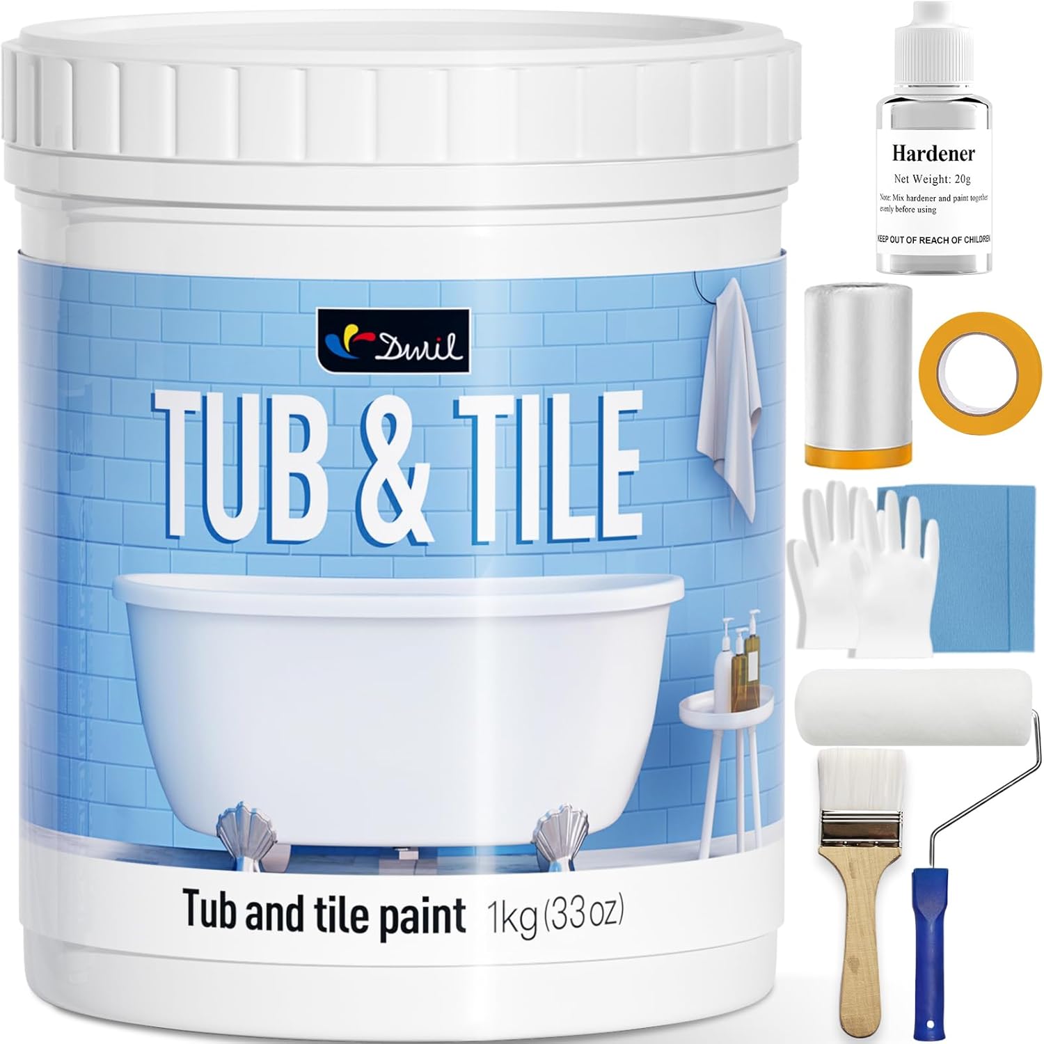 DWIL Tub and Tile Refinishing Kit for Quick-Dry Bathroom Projects