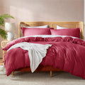 King Duvet Cover Set with Comforter Insert - Ultra Soft Burgundy Red