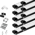 U Shape Black LED Aluminum Channel System 10-Pack - Easy Diffused