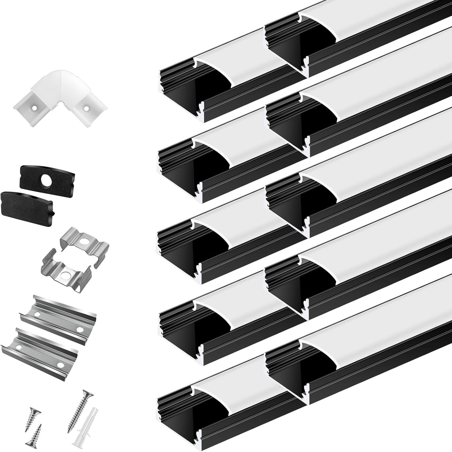 10-Pack 3.3ft U Shape Black LED Aluminum Channel System