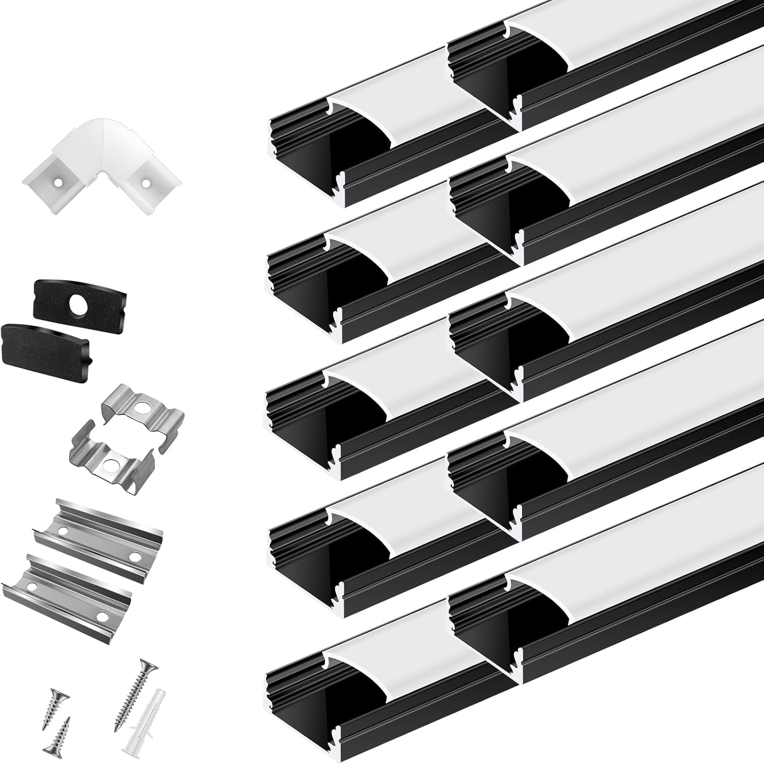10-Pack 3.3ft U Shape Black LED Aluminum Channel System