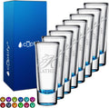 Personalized Lite Blue Bottom Shot Glasses Set of 8 - Custom Engraved