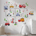 Car Wall Decals for Boys Room - Peel and Stick Transport Stickers
