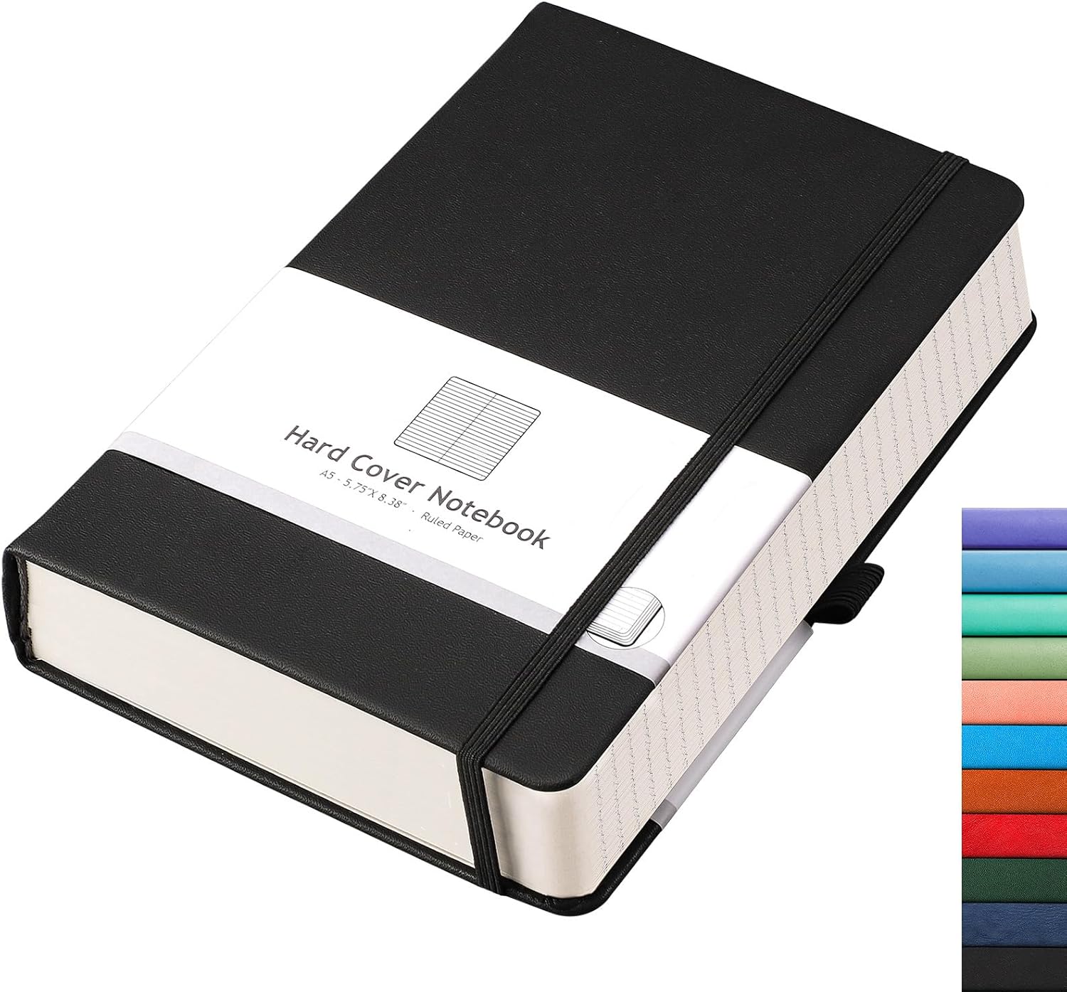 320 Numbered Pages A5 Lined Notebook - Premium Leather, College Ruled