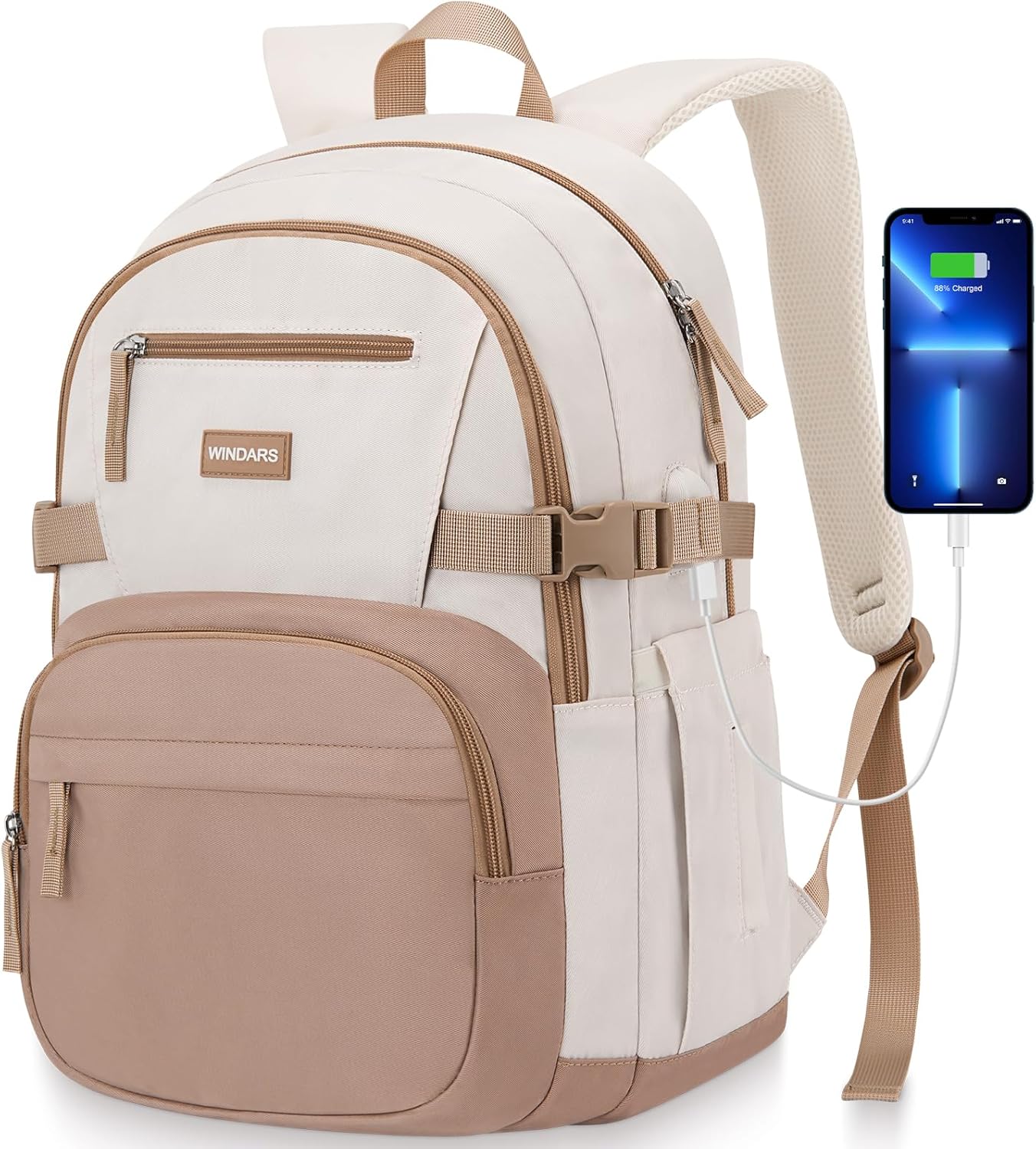 Cute High School Backpack for Girls with USB Charging Port