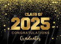 Class of 2025 Graduation Backdrop 10x7 ft - Bold Black Gold Photo