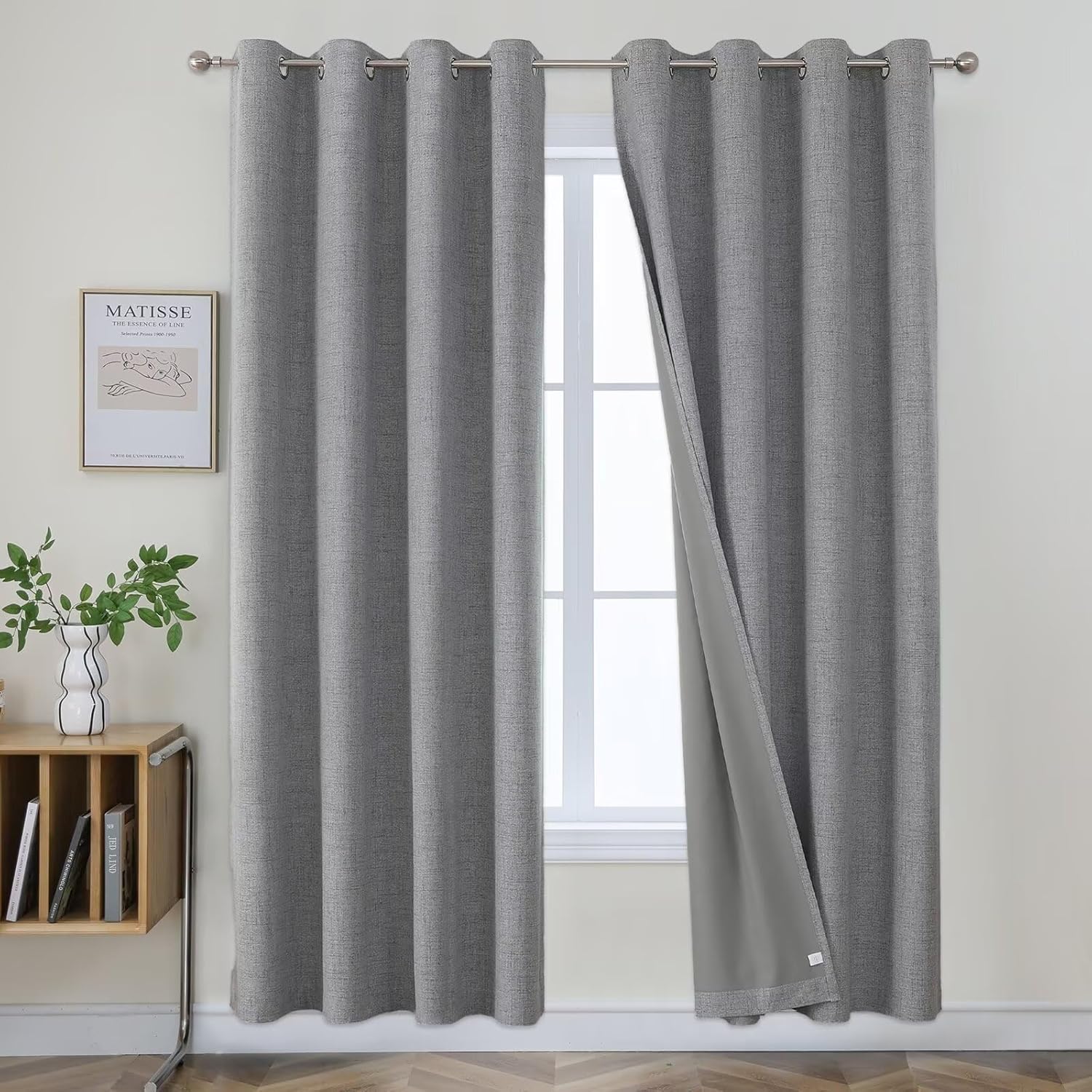 Joydeco Light Grey Blackout Curtains 96 Inch Long for Bedrooms