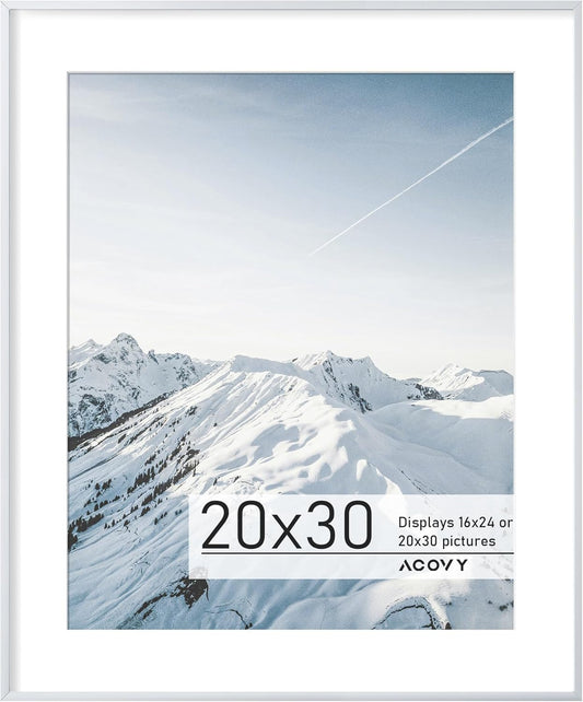 Premium 20x30 Frame with Mat and HD Tempered Glass for Display