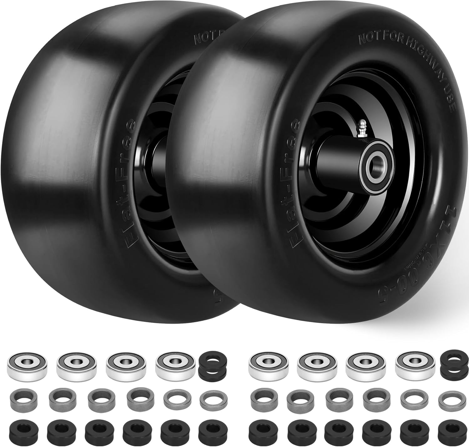 2 Pack 11x6.00-5 Flat Free Lawn Mower Tires for Zero Turn Mower