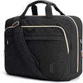 17.3 in Laptop Bag Expandable Briefcase for Women - Quilted Black