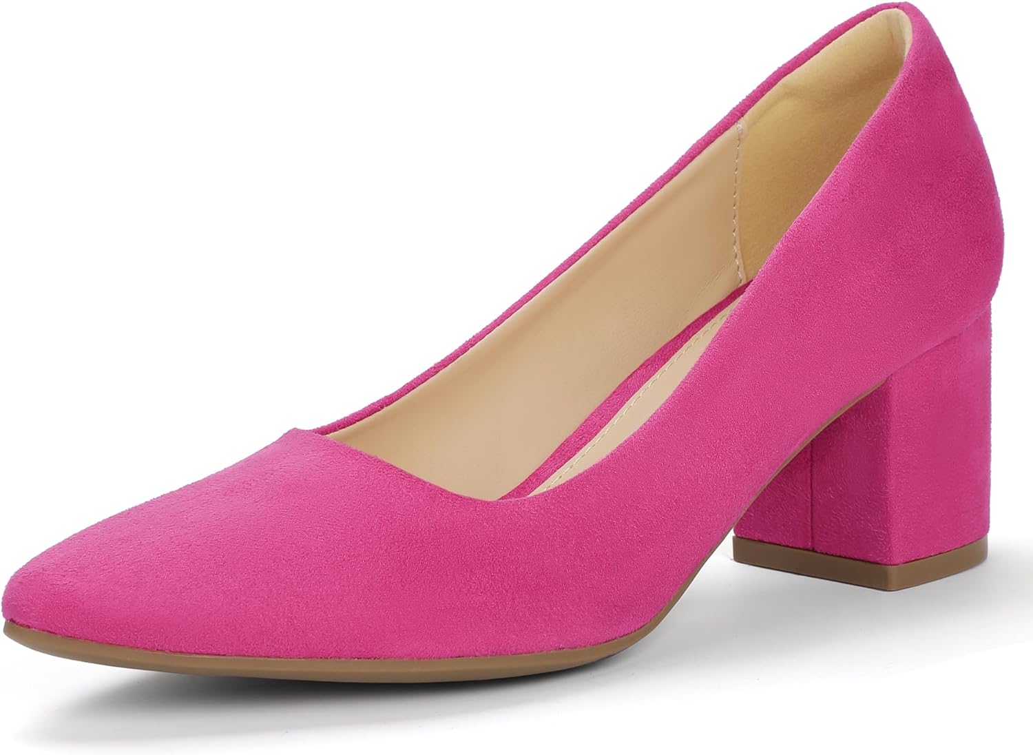 IDIFU Women's Pumps Closed Toe Low Chunky Block Heels Shoes