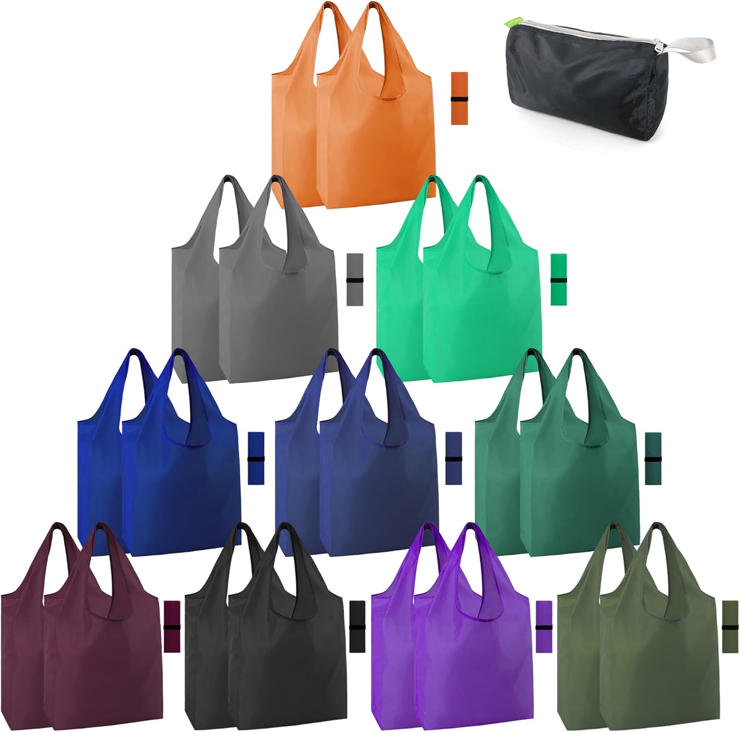 Reusable Grocery Bags Bulk - 20 Pack Colorful Tote Bags