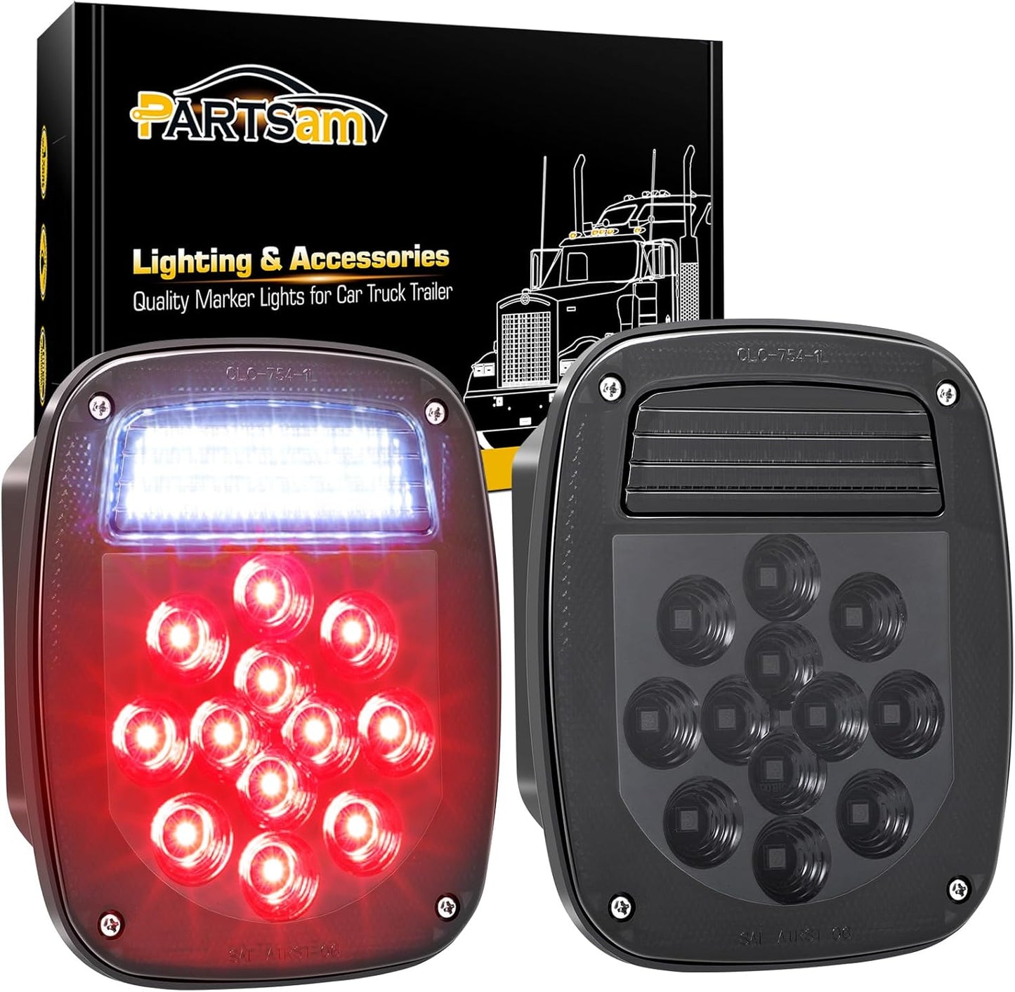 Partsam 2x LED Dump Truck Tail Lights for Universal Use