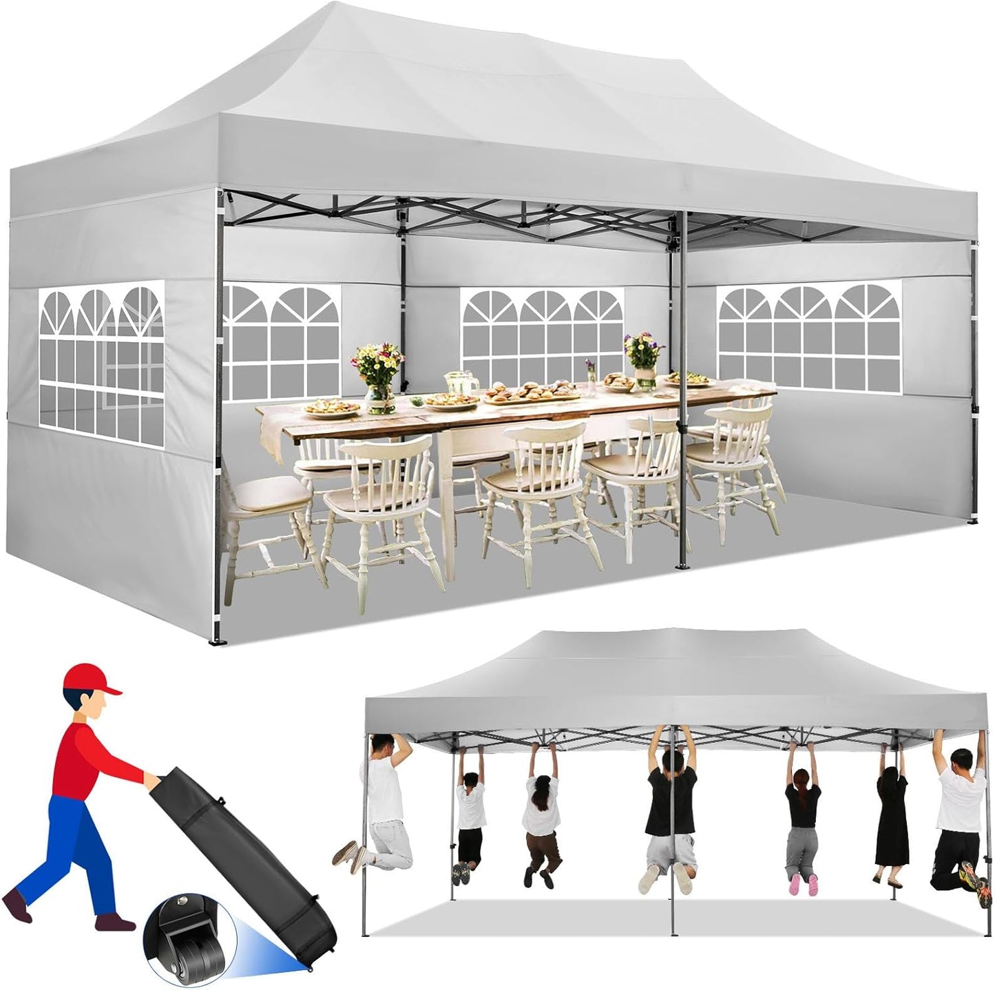 COBIZI 10x20 Heavy Duty Pop up Canopy - Waterproof & Easy Set-up